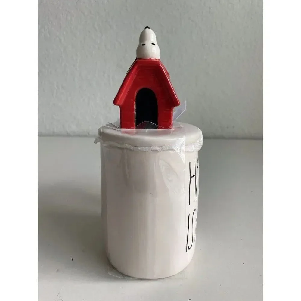Rae Dunn Peanuts Happiness Is Home Snoopy Doghouse Mug‎ With Topper Ceramic Cup